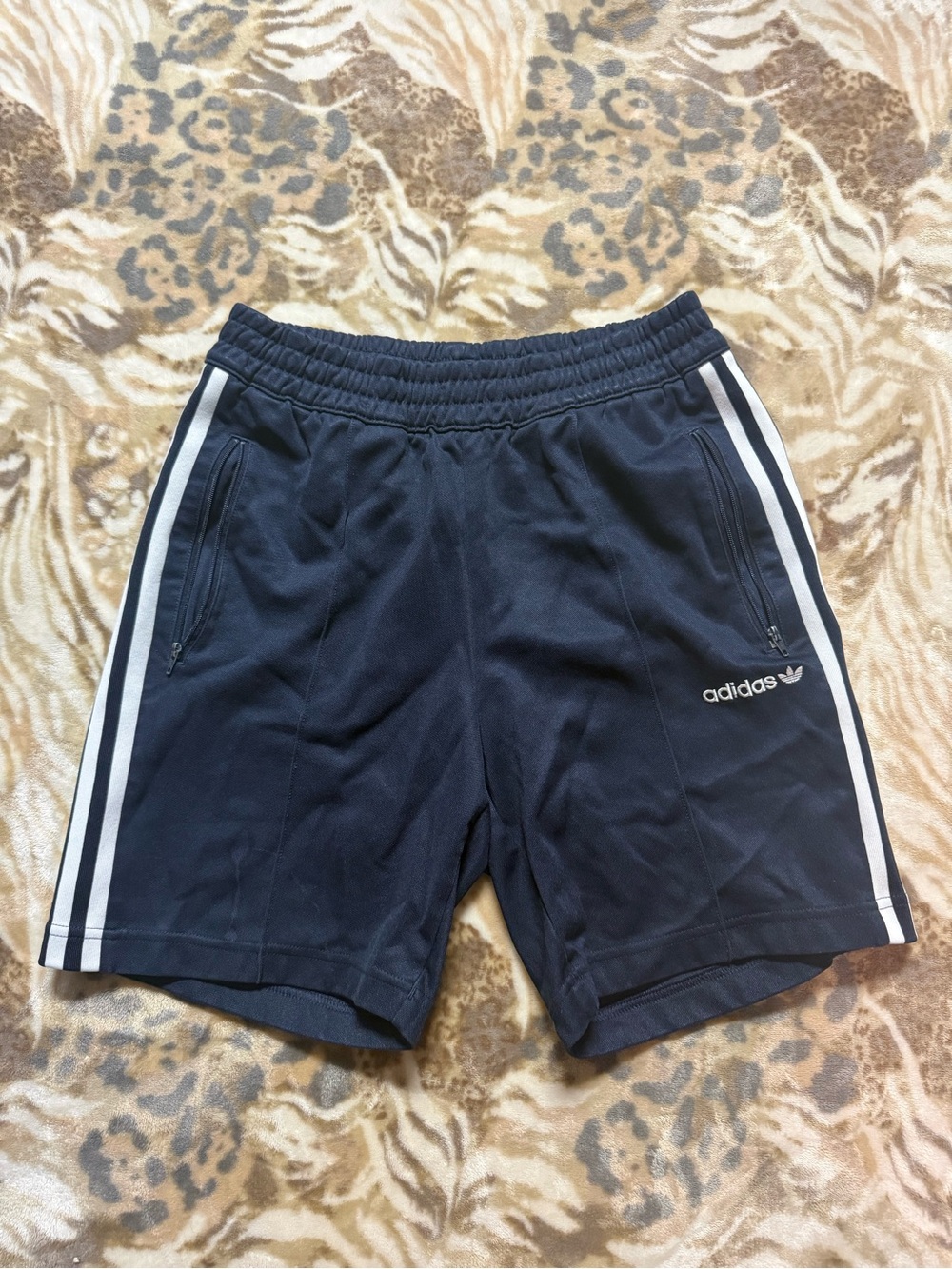 Adidas navy blue shorts with white stripes, size S #athletic #sporty